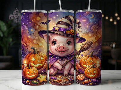 Cute Halloween Pig 20oz Tumbler, Cute halloween pig, Halloween tumbler wrap, 20oz skinny tumbler, Pig halloween design, Halloween pig print, Sublimation halloween design, Spooky cute pig Sublimation SvggirlplusArt 