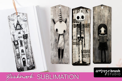 Cute Halloween Printable Bookmarks - Gothic Bookmark PNG Sublimation OrangeBrushStudio 