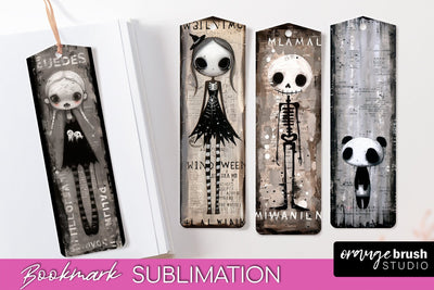 Cute Halloween Printable Bookmarks - Gothic Bookmark PNG Sublimation OrangeBrushStudio 
