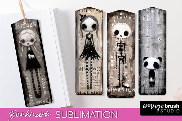 Cute Halloween Printable Bookmarks - Gothic Bookmark PNG Sublimation OrangeBrushStudio 