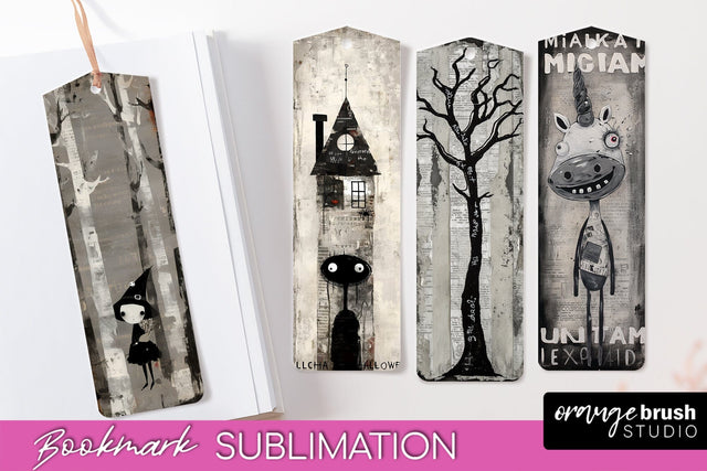 Cute Halloween Printable Bookmarks - Gothic Bookmark PNG Sublimation OrangeBrushStudio 