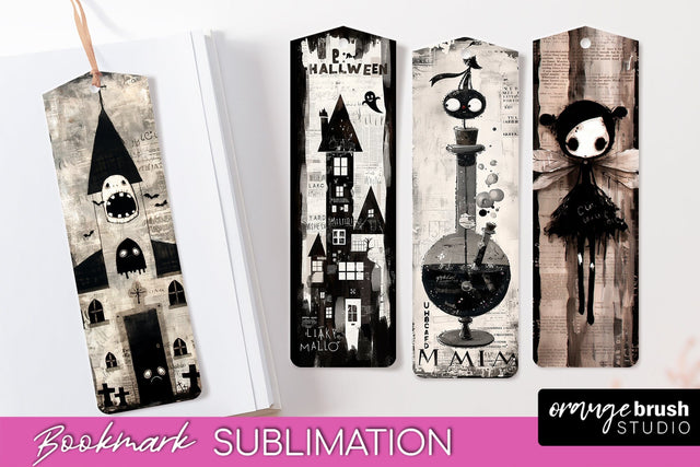 Cute Halloween Printable Bookmarks - Gothic Bookmark PNG Sublimation OrangeBrushStudio 
