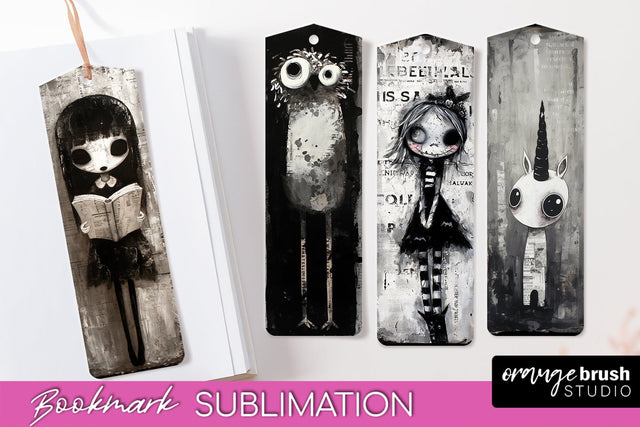 Cute Halloween Printable Bookmarks - Gothic Bookmark PNG Sublimation OrangeBrushStudio 