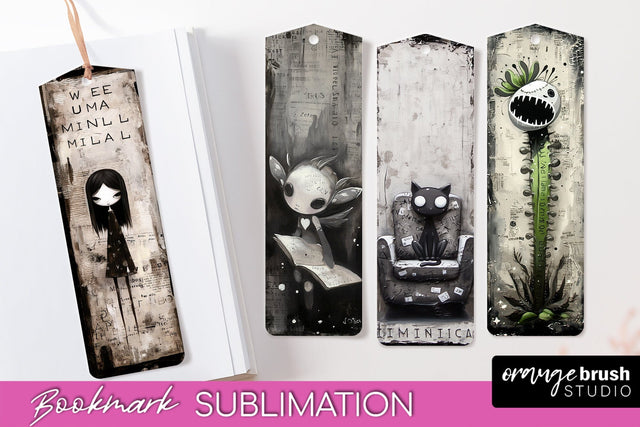 Cute Halloween Printable Bookmarks - Gothic Bookmark PNG Sublimation OrangeBrushStudio 