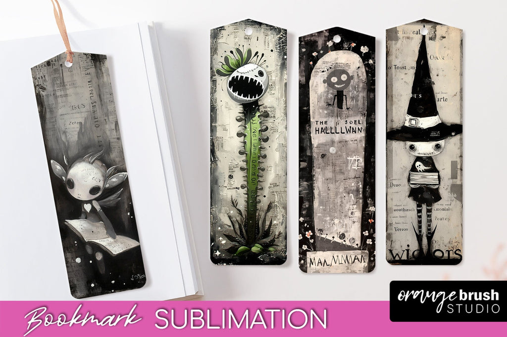 Cute Halloween Printable Bookmarks - Gothic Bookmark PNG - So Fontsy