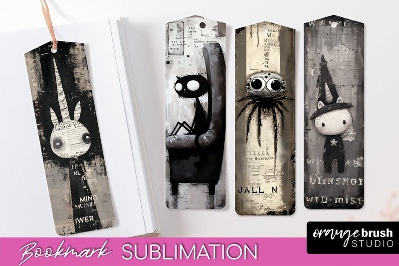 Cute Halloween Printable Bookmarks - Gothic Bookmark PNG Sublimation OrangeBrushStudio 