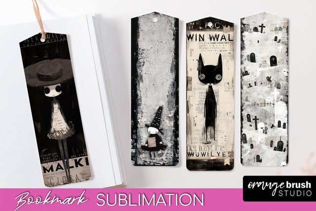 Cute Halloween Printable Bookmarks - Gothic Bookmark PNG Sublimation OrangeBrushStudio 
