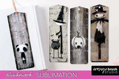 Cute Halloween Printable Bookmarks - Gothic Bookmark PNG Sublimation OrangeBrushStudio 