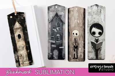 Cute Halloween Printable Bookmarks - Gothic Bookmark PNG Sublimation OrangeBrushStudio 