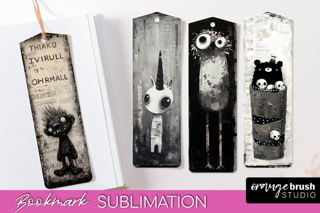 Cute Halloween Printable Bookmarks - Gothic Bookmark PNG Sublimation OrangeBrushStudio 