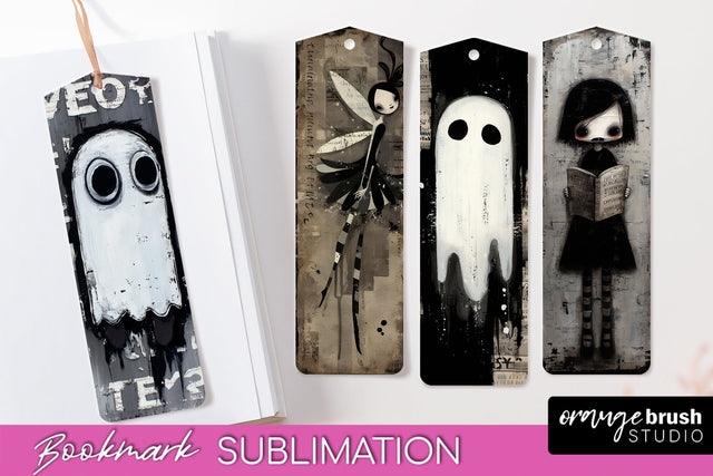 Cute Halloween Printable Bookmarks - Gothic Bookmark PNG Sublimation OrangeBrushStudio 