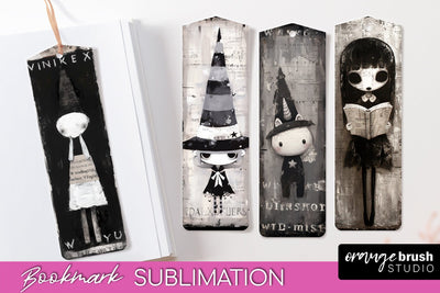 Cute Halloween Printable Bookmarks - Gothic Bookmark PNG Sublimation OrangeBrushStudio 