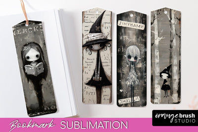 Cute Halloween Printable Bookmarks - Gothic Bookmark PNG Sublimation OrangeBrushStudio 