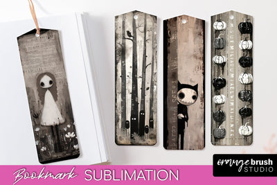 Cute Halloween Printable Bookmarks - Gothic Bookmark PNG Sublimation OrangeBrushStudio 