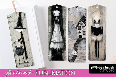 Cute Halloween Printable Bookmarks - Gothic Bookmark PNG Sublimation OrangeBrushStudio 