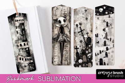 Cute Halloween Printable Bookmarks - Gothic Bookmark PNG Sublimation OrangeBrushStudio 