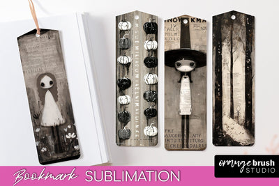 Cute Halloween Printable Bookmarks - Gothic Bookmark PNG Sublimation OrangeBrushStudio 