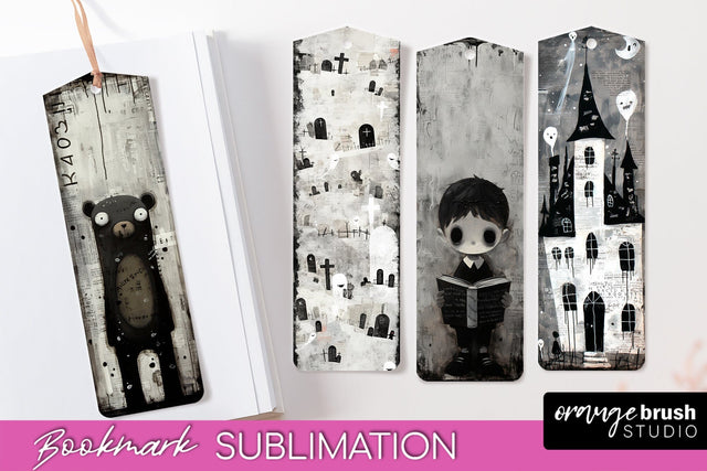 Cute Halloween Printable Bookmarks - Gothic Bookmark PNG Sublimation OrangeBrushStudio 