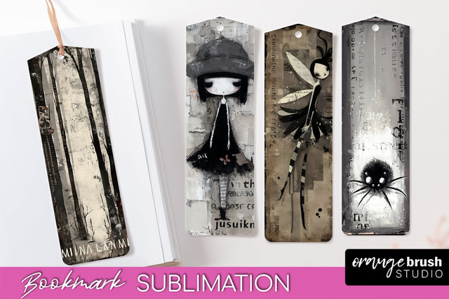 Cute Halloween Printable Bookmarks - Gothic Bookmark PNG Sublimation OrangeBrushStudio 