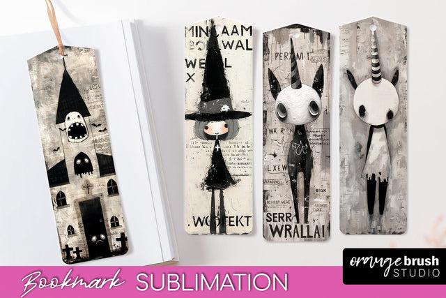 Cute Halloween Printable Bookmarks - Gothic Bookmark PNG Sublimation OrangeBrushStudio 