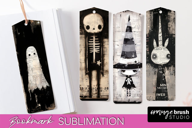 Cute Halloween Printable Bookmarks - Gothic Bookmark PNG Sublimation OrangeBrushStudio 