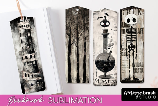 Cute Halloween Printable Bookmarks - Gothic Bookmark PNG Sublimation OrangeBrushStudio 