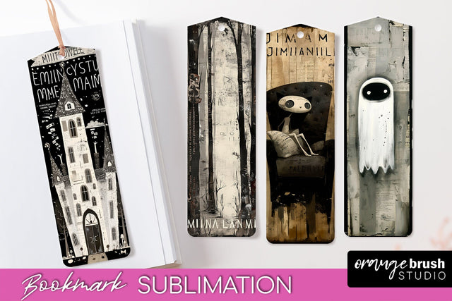 Cute Halloween Printable Bookmarks - Gothic Bookmark PNG Sublimation OrangeBrushStudio 