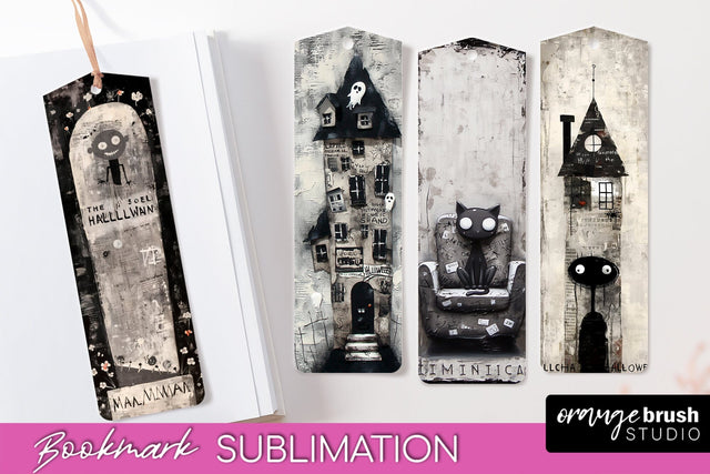 Cute Halloween Printable Bookmarks - Gothic Bookmark PNG Sublimation OrangeBrushStudio 