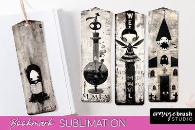 Cute Halloween Printable Bookmarks - Gothic Bookmark PNG Sublimation OrangeBrushStudio 