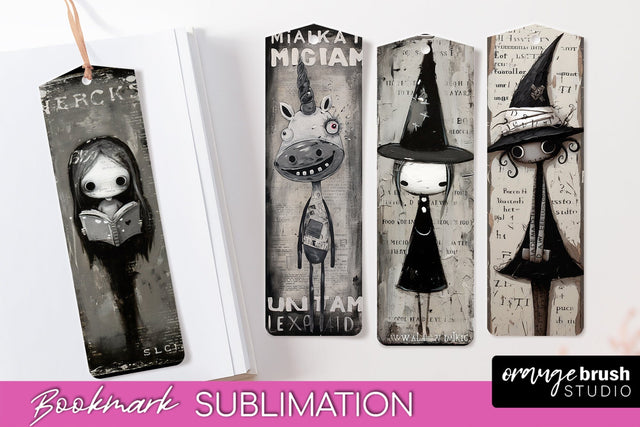 Cute Halloween Printable Bookmarks - Gothic Bookmark PNG Sublimation OrangeBrushStudio 
