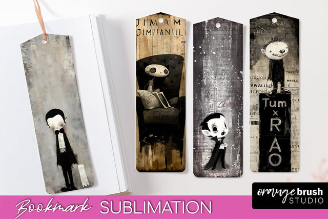 Cute Halloween Printable Bookmarks - Gothic Bookmark PNG Sublimation OrangeBrushStudio 