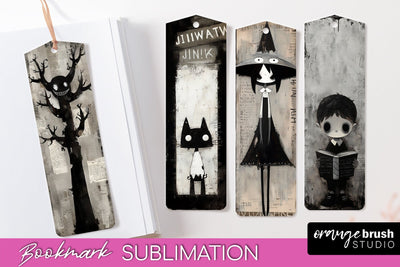 Cute Halloween Printable Bookmarks - Gothic Bookmark PNG Sublimation OrangeBrushStudio 