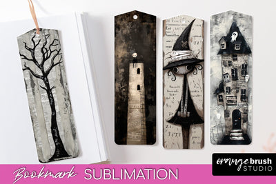 Cute Halloween Printable Bookmarks - Gothic Bookmark PNG Sublimation OrangeBrushStudio 