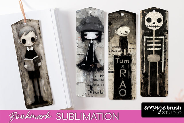Cute Halloween Printable Bookmarks - Gothic Bookmark PNG Sublimation OrangeBrushStudio 