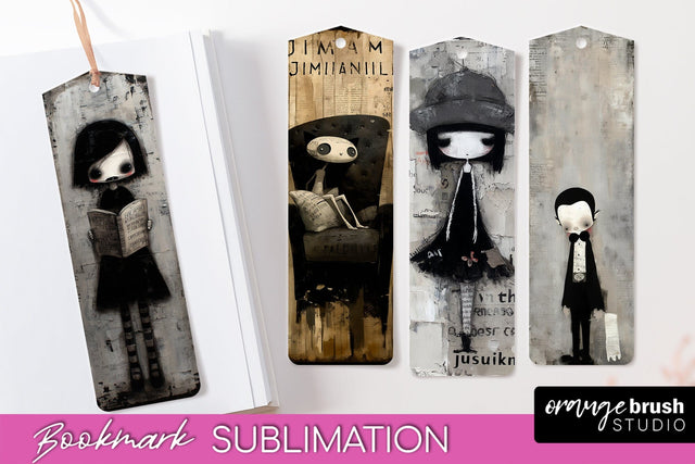 Cute Halloween Printable Bookmarks - Gothic Bookmark PNG Sublimation OrangeBrushStudio 