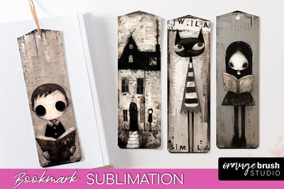Cute Halloween Printable Bookmarks - Gothic Bookmark PNG Sublimation OrangeBrushStudio 