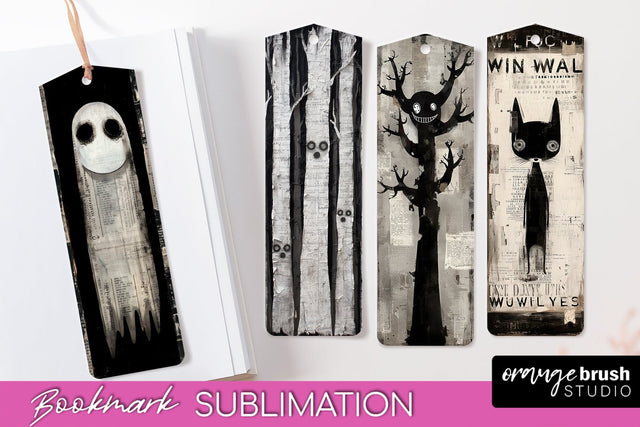 Cute Halloween Printable Bookmarks - Gothic Bookmark PNG Sublimation OrangeBrushStudio 