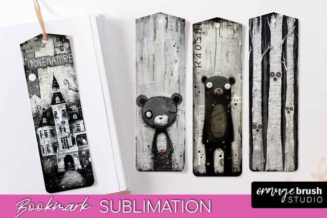 Cute Halloween Printable Bookmarks - Gothic Bookmark PNG Sublimation OrangeBrushStudio 