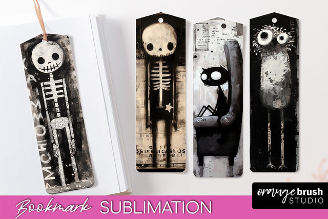 Cute Halloween Printable Bookmarks - Gothic Bookmark PNG Sublimation OrangeBrushStudio 