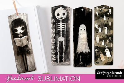 Cute Halloween Printable Bookmarks - Gothic Bookmark PNG Sublimation OrangeBrushStudio 