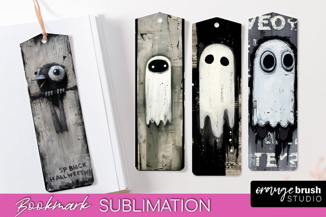 Cute Halloween Printable Bookmarks - Gothic Bookmark PNG Sublimation OrangeBrushStudio 