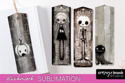 Cute Halloween Printable Bookmarks - Gothic Bookmark PNG Sublimation OrangeBrushStudio 