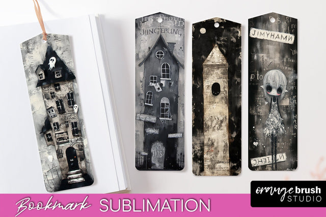 Cute Halloween Printable Bookmarks - Gothic Bookmark PNG Sublimation OrangeBrushStudio 