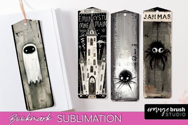 Cute Halloween Printable Bookmarks - Gothic Bookmark PNG Sublimation OrangeBrushStudio 