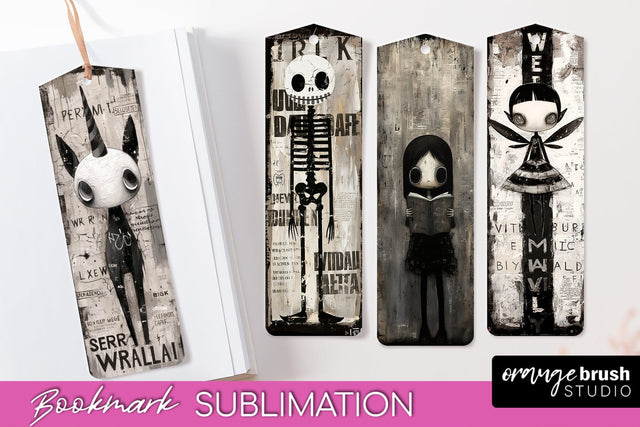 Cute Halloween Printable Bookmarks - Gothic Bookmark PNG Sublimation OrangeBrushStudio 