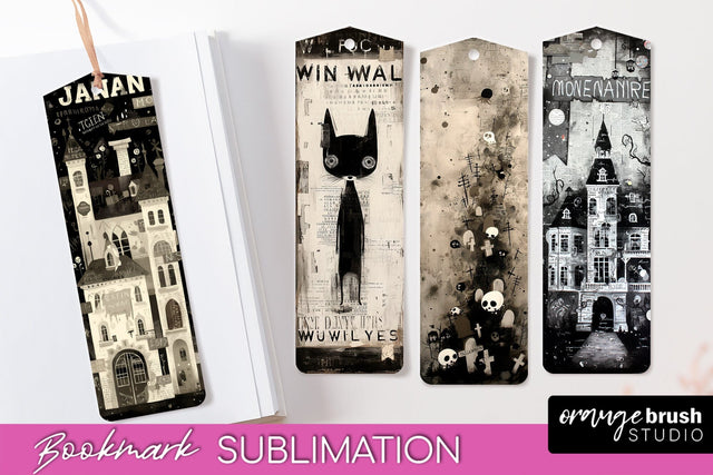 Cute Halloween Printable Bookmarks - Gothic Bookmark PNG Sublimation OrangeBrushStudio 