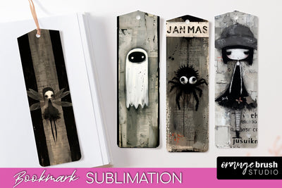 Cute Halloween Printable Bookmarks - Gothic Bookmark PNG Sublimation OrangeBrushStudio 