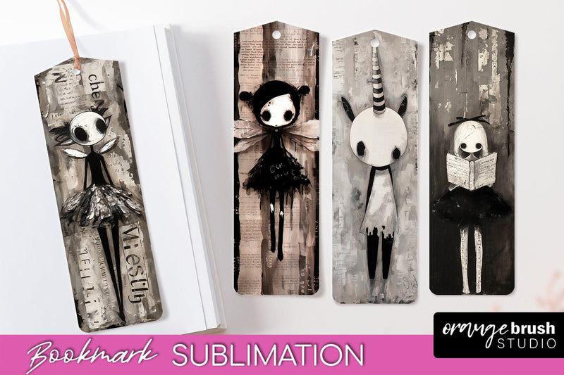 Cute Halloween Printable Bookmarks - Gothic Bookmark PNG Sublimation OrangeBrushStudio 