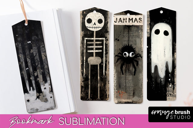 Cute Halloween Printable Bookmarks - Gothic Bookmark PNG Sublimation OrangeBrushStudio 