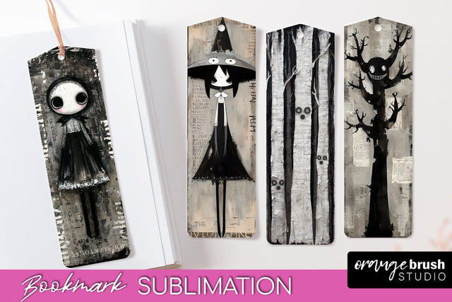 Cute Halloween Printable Bookmarks - Gothic Bookmark PNG Sublimation OrangeBrushStudio 